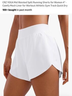 CRZ YOGA Mid-Waist Split Athletic Shorts for Women in White Size M